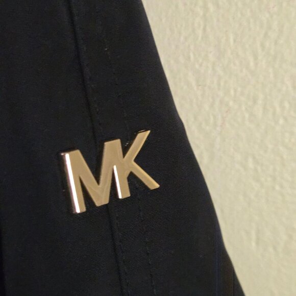 Michael Michael Kors Anorak Raincoat Black Gold Logo Hardware Full Zip Size M - Picture 10 of 14